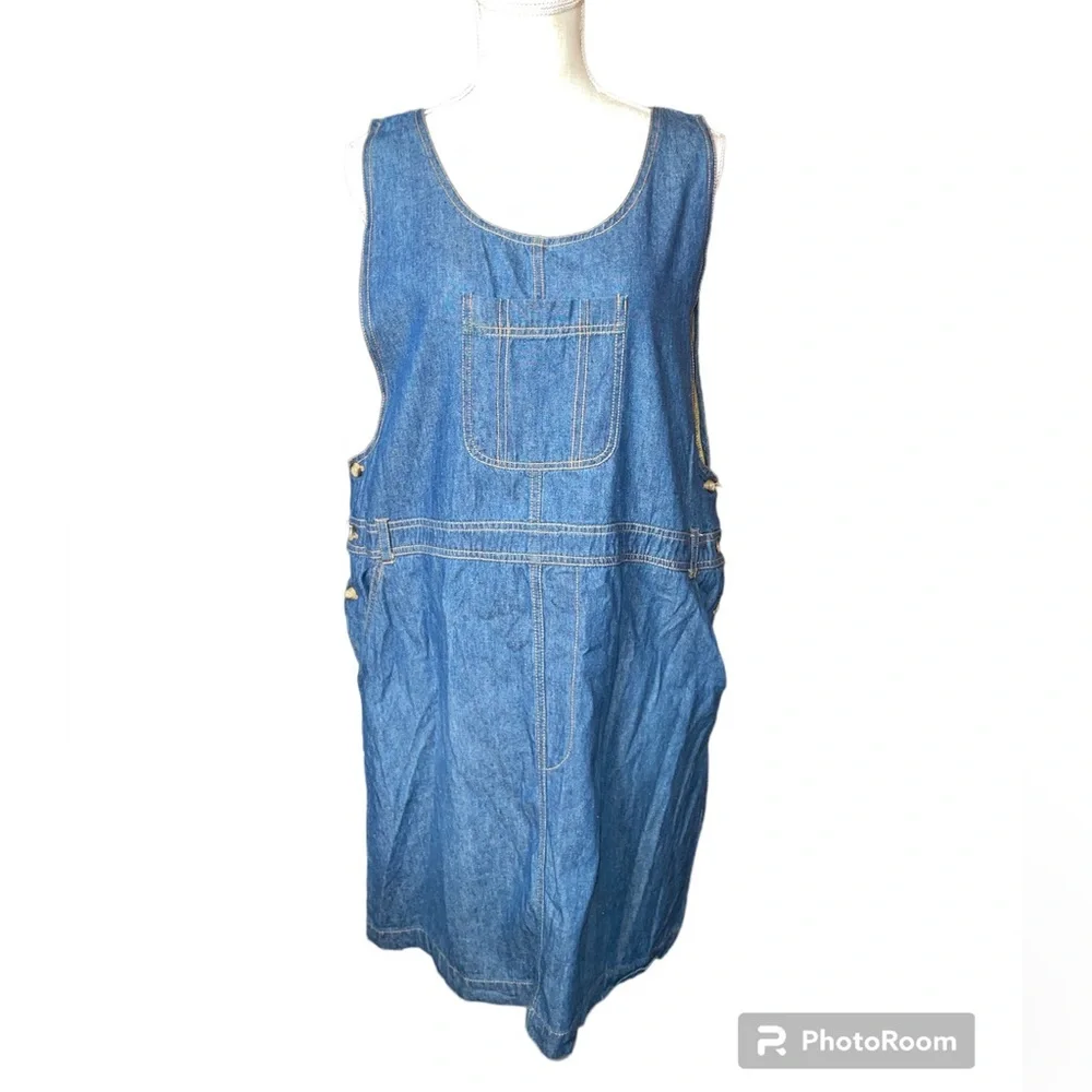 Penny Lane Blue Denim Jumper Dress- 100% Cotton - Picture 1 of 7
